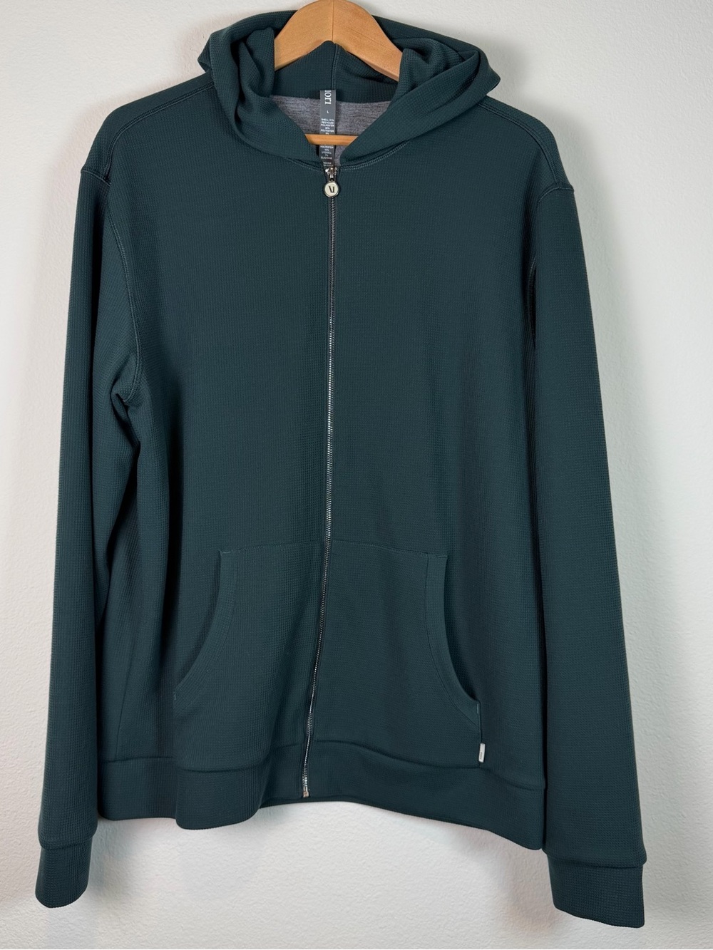 Vuori Performance Waffle Zip Hoodie 2.0 Green Grove Mens Large Jersey Lined